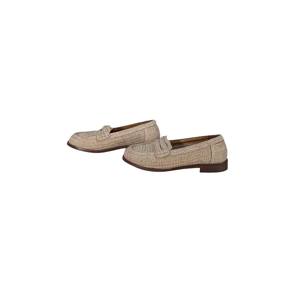 Sezane - Beige Raffia Slip On Loafers Sz 9